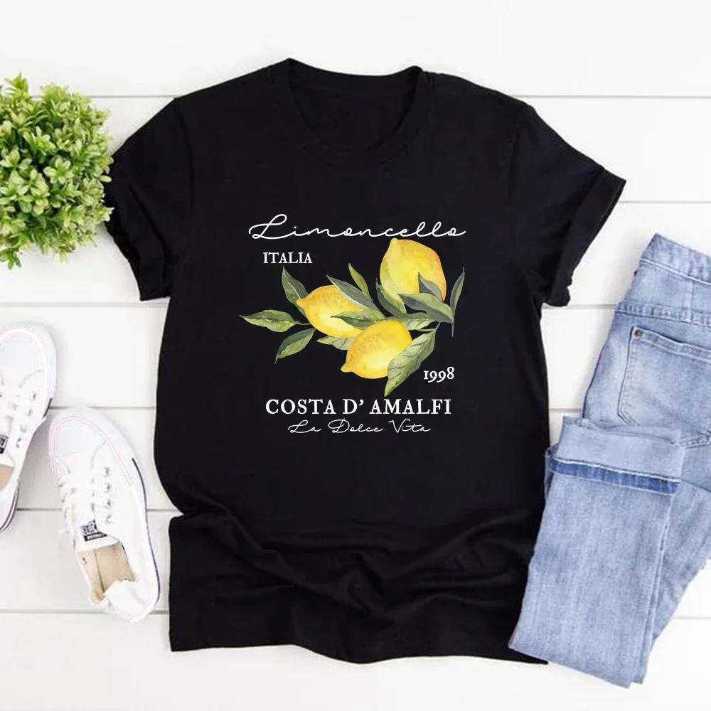 Camiseta Retro Limoncello La Dolce Vita, camiseta de limón, camiseta italiana, Camiseta corta para mujer, camiseta informal de verano, ropa estética de limón