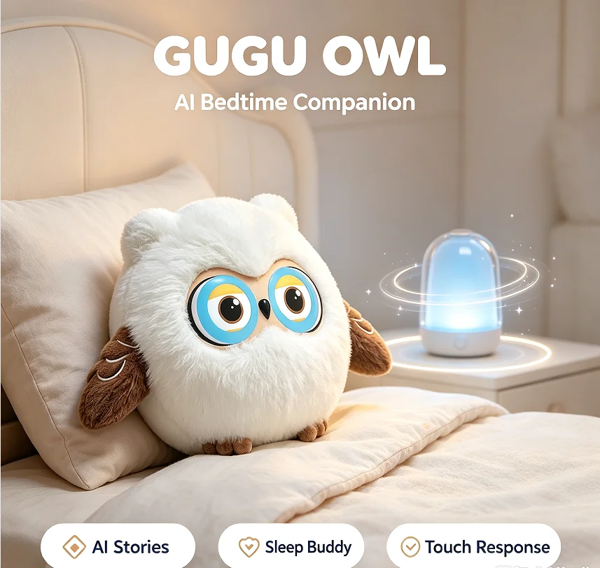 AI-powered intelligent voice-activated owl, dual-eyed emotional Bluetooth/Wi-Fi interactive companion doll.