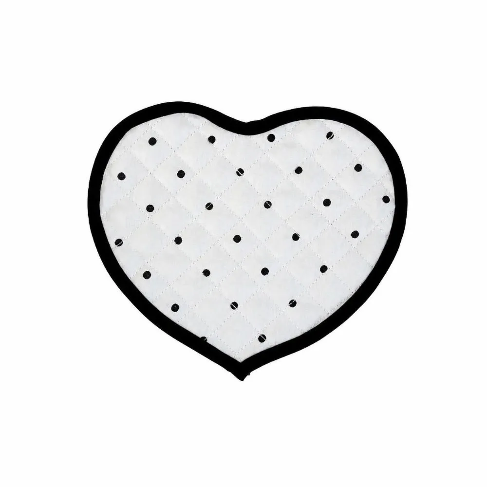 New Polka Dot Heart-shaped Placemats Plaid Decorative Insulating Table Mat Black Cotton Quilted Water Cup Mat Photography Props