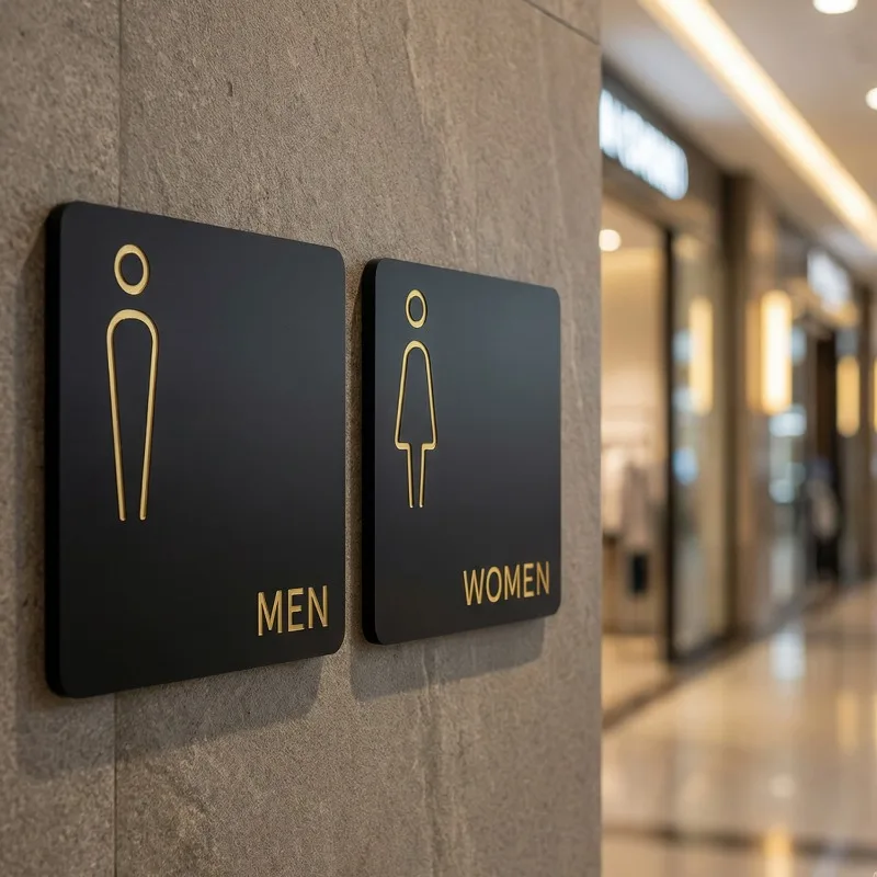 3D Acrylic Toilet Sign Women Men Disabled Bathroom Exit Door Plate for Office Cafe Shop Hotel Restaurant Toilet Creative Sticker, image 3