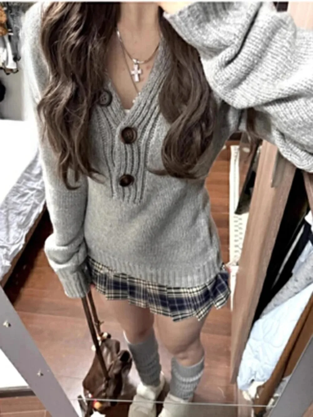

Sweater Women Gray Long Sleeve Knitted Jumpers Spice Girls Slim Pullover Autumn Winter New Comfortable Casual Sweaters