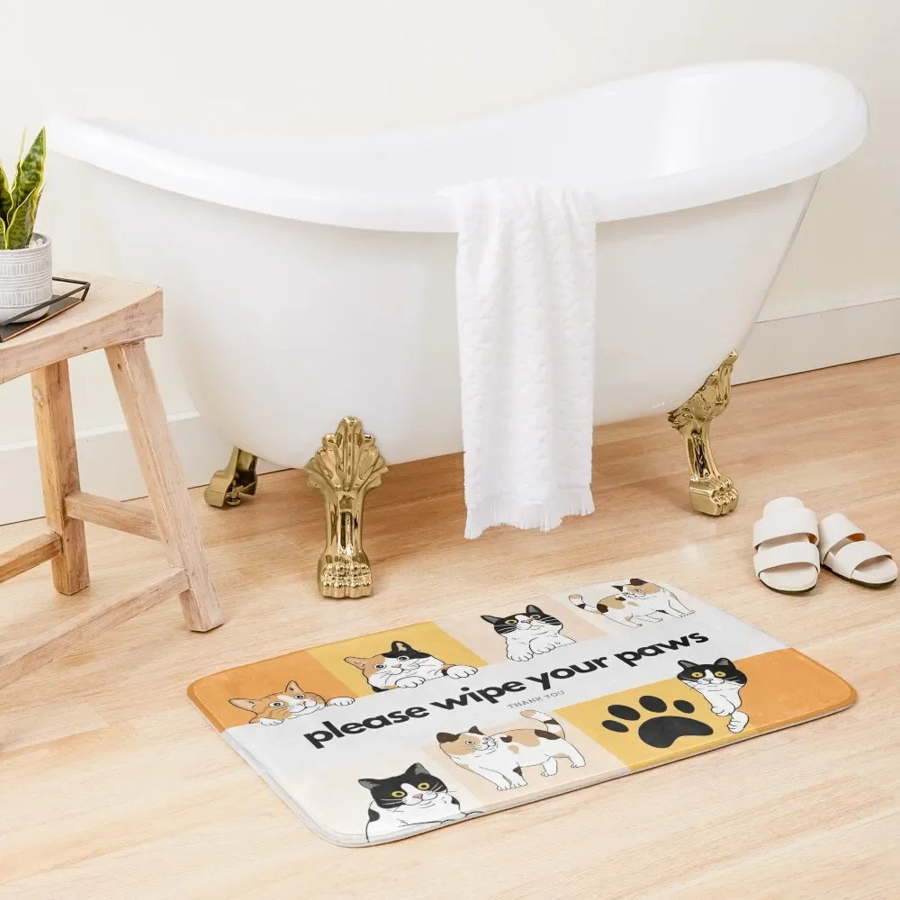 

PLEASE WIPE YOUR PAWS Bath Mat Mats Bedroom Showers Non Slip Carpet Bathroom Floor Mat