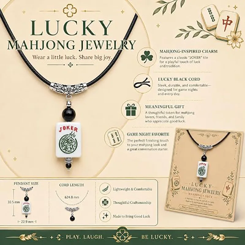 American Mahjong Accessories Includes a Universal Brand Fashion Versatile Resin Necklace Designed for Mahjong Players
