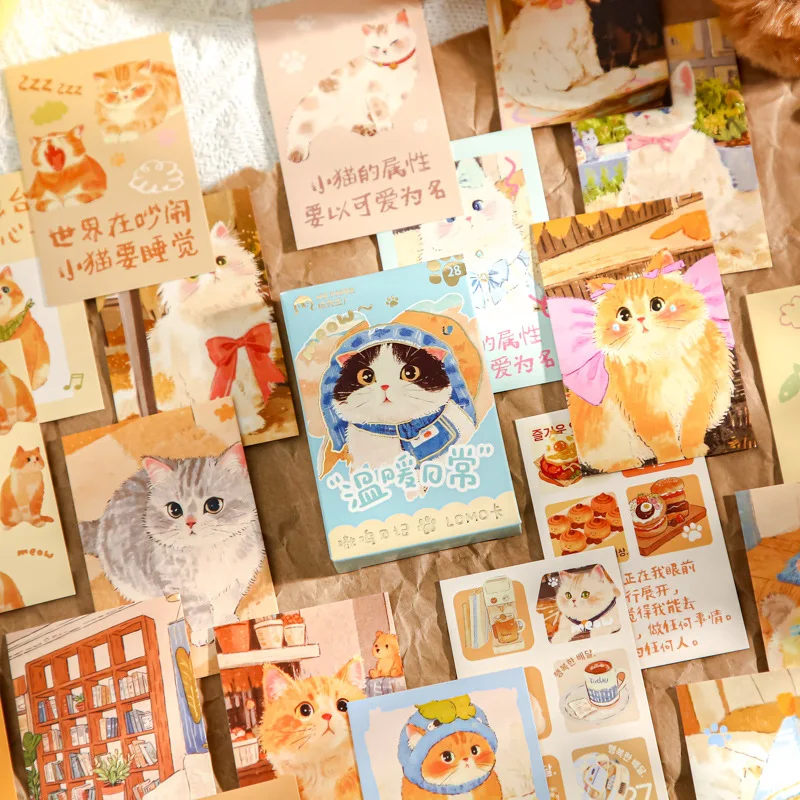 28PCS/Box Cute Dog Cat Card Cute Creative Memo Pad For Junk Journal Diary Planner Cute Message Card Home Office Student Use