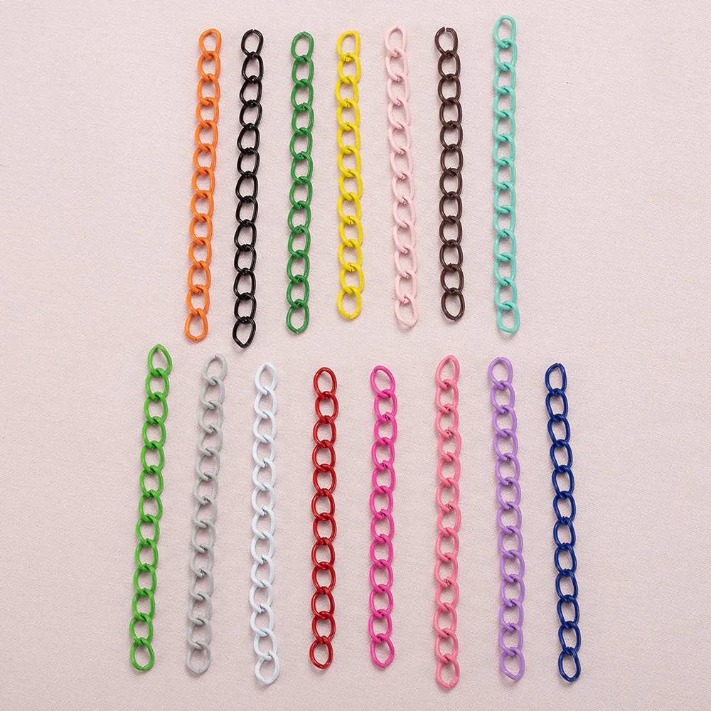 30pcs Qute Colourful Necklace 5.1cm Extension Chain Bulk Bracelet Extended Chain Tail Extender For DIY Jewelry Making Supplie