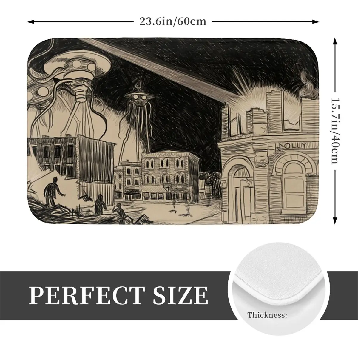 War Of The Worlds In Covington's Central Business District Doormat Kitchen Entrance Home Non-slip Carpet Rug for Bedroom Mats