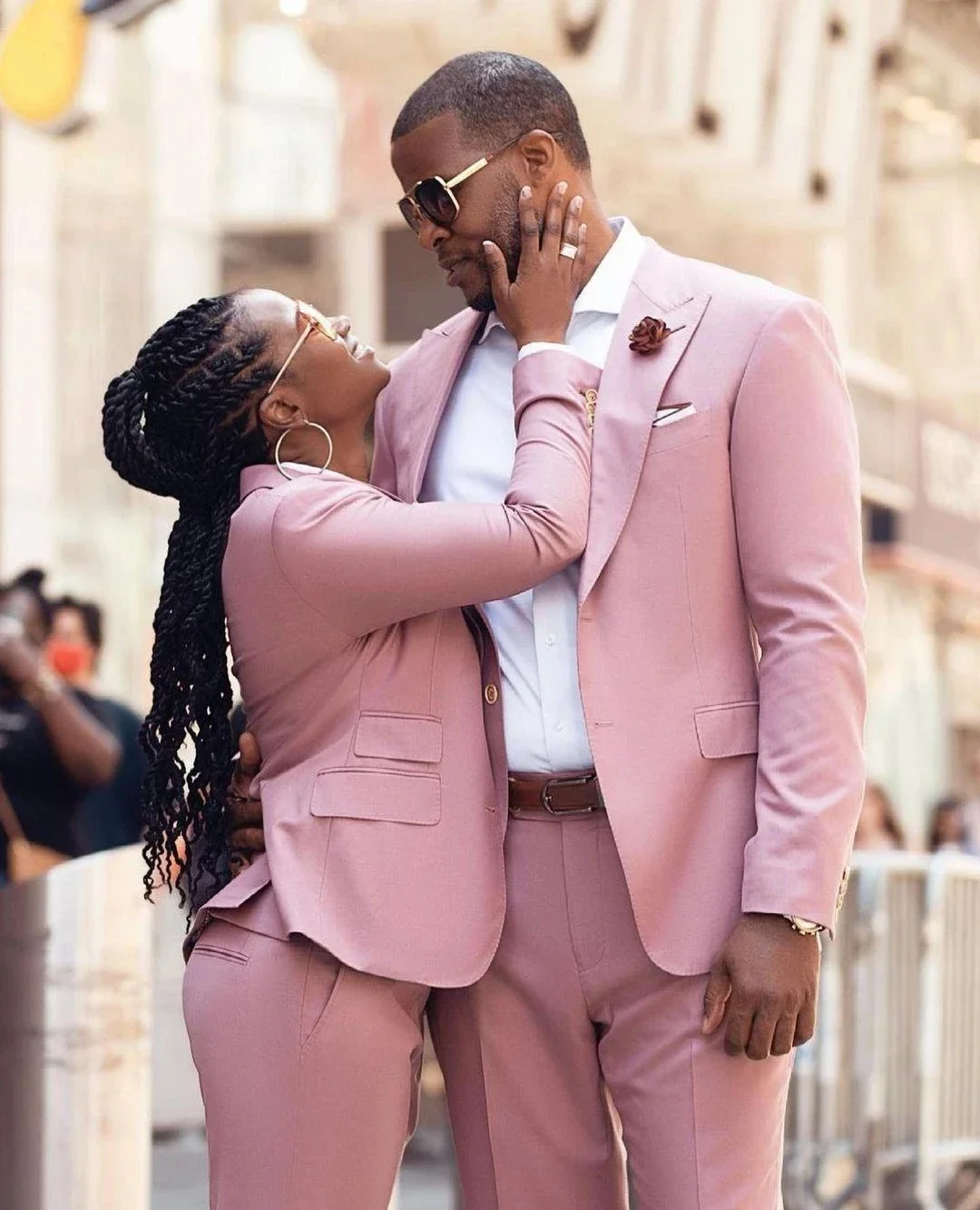 Traje Rosa británico para hombre, esmoquin de boda para padrino de boda, traje Masculino ajustado (chaqueta y pantalones), 2 uds.