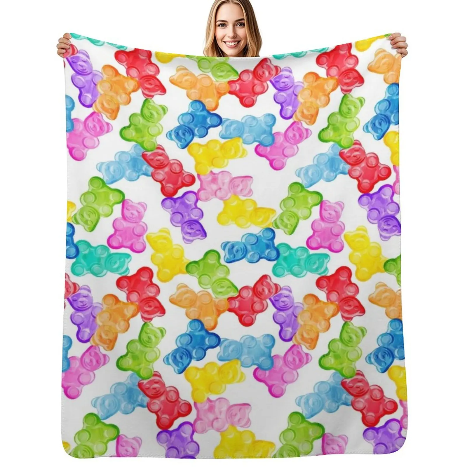 

Gummy Bears Throw Blanket Luxurious Soft Fuzzy Blanket for Sofa Bed