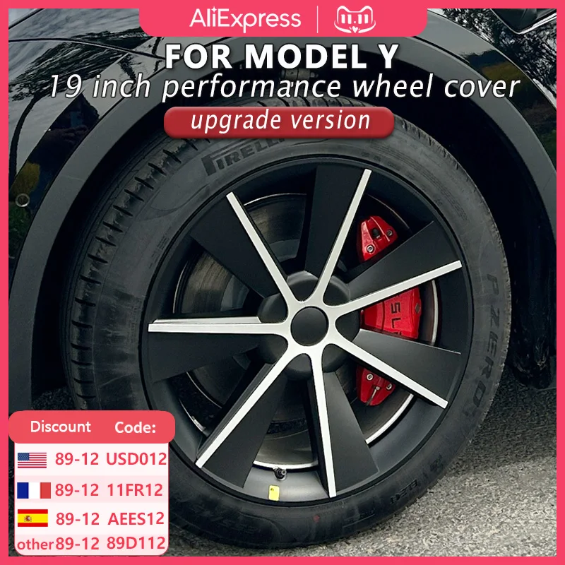 4PCS HubCap Performance Replacement Wheel Cap Automobile 19-Inch Hub cap Full Rim Cover Accessories for Tesla Model Y 2018-2023