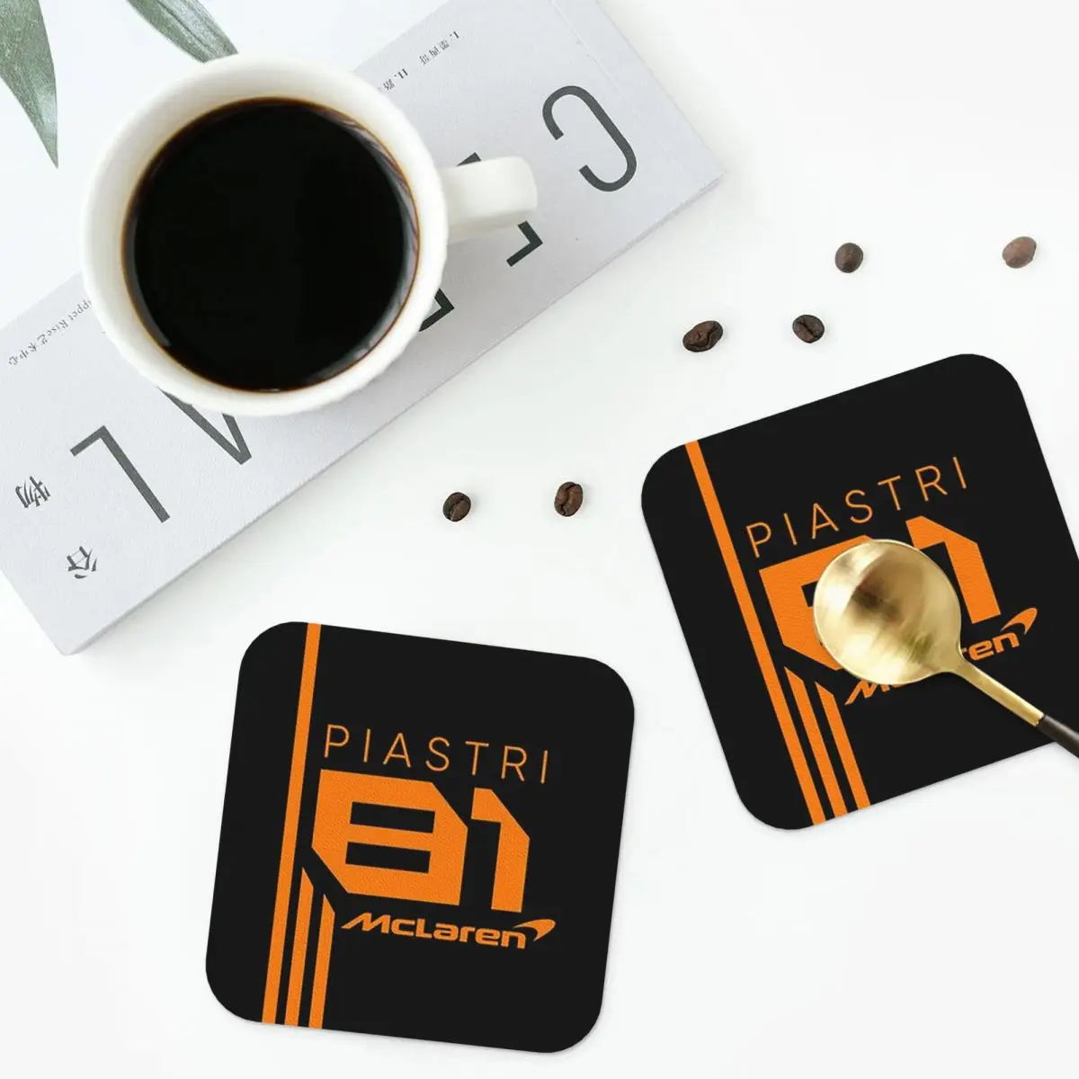 

Oscar Piastri 81 Motorsports Coasters Kitchen Placemats Waterproof Insulation Cup Coffee Mats For Decor Pads Set of 4