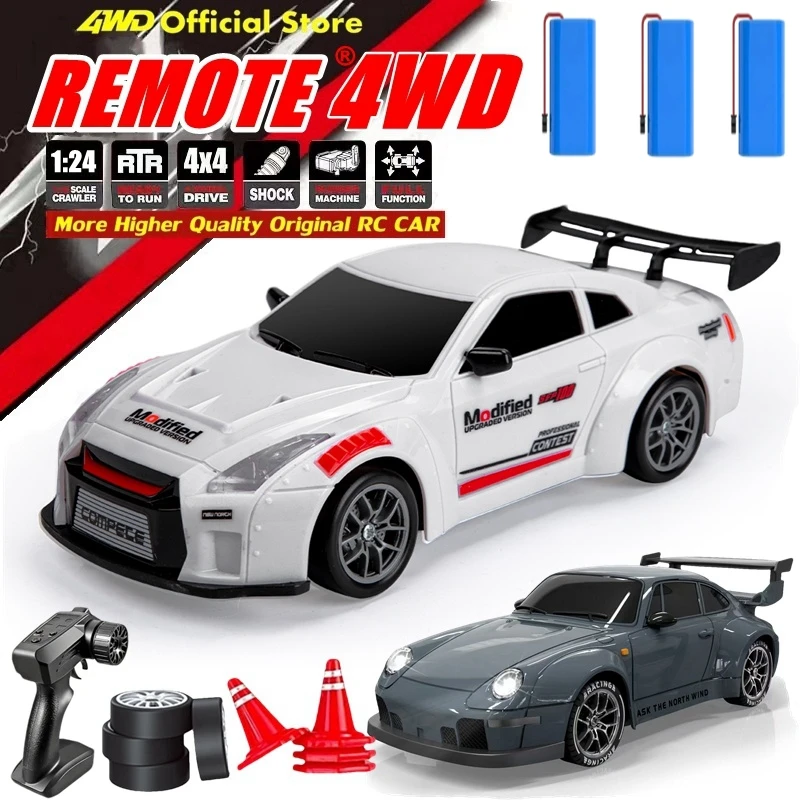 

4WD RC Drift Car 20KM/H Высокоскоростные радиоуправляемые машинки с дистанционным управлением со светодиодной подсветкой Дополнительные шины для дрифта Игрушечный автомобиль для взрослых мальчиков и детей