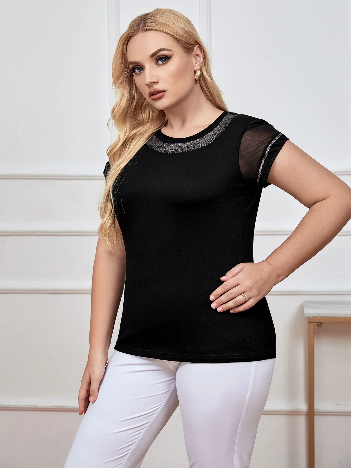 Top letni Top damski Plus Size elegancki, szykowny na pulchne modny Top damskie