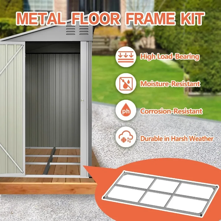 Outdoor Heavy-duty Metal Lean-to Shed with Floor Kit and 2 Windows for Tools, Bikes, Patio Equipment; Available with Left/right