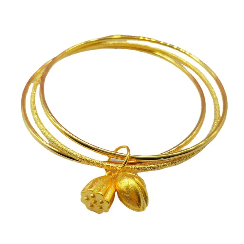 Au999  Gold Bracelet Three Lives Lotus Lotus Coil Bracelet Gift