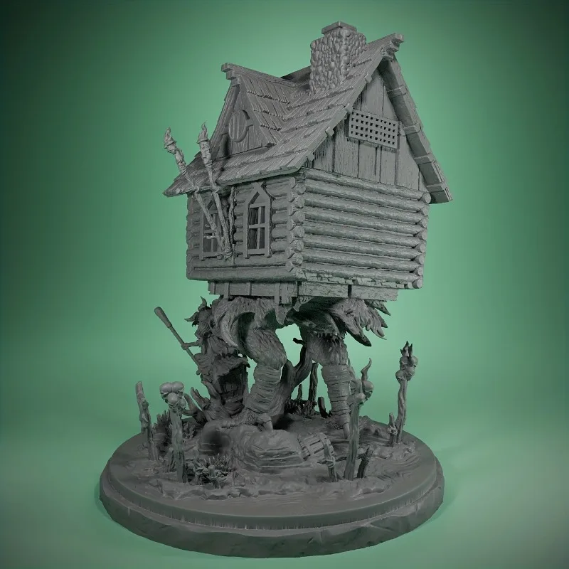 Capanna di Baba Yaga in miniatura in resina dipinta a mano - Perfetta per giochi da tavolo e decorazioni per sala giochi, miniature in resina, regali giocattolo modello