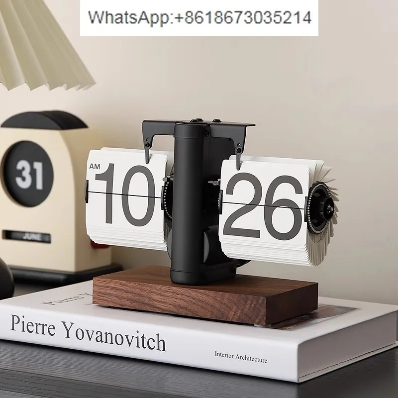 Retro Mechanical Seat Clock Pendulum with Automatic Page Turning Digital Display Desktop Type High-End Home Decorative Timer