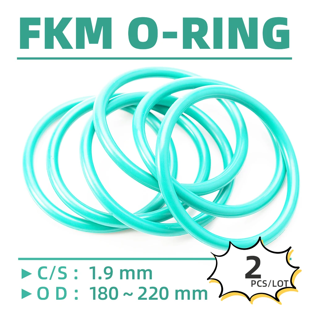 2PCS/Lot Rubber FKM  CS 1.9 mm OD 180/185/190/195/200/205/210/215/220 mm O Ring Gasket Oil Resistant Waterproof