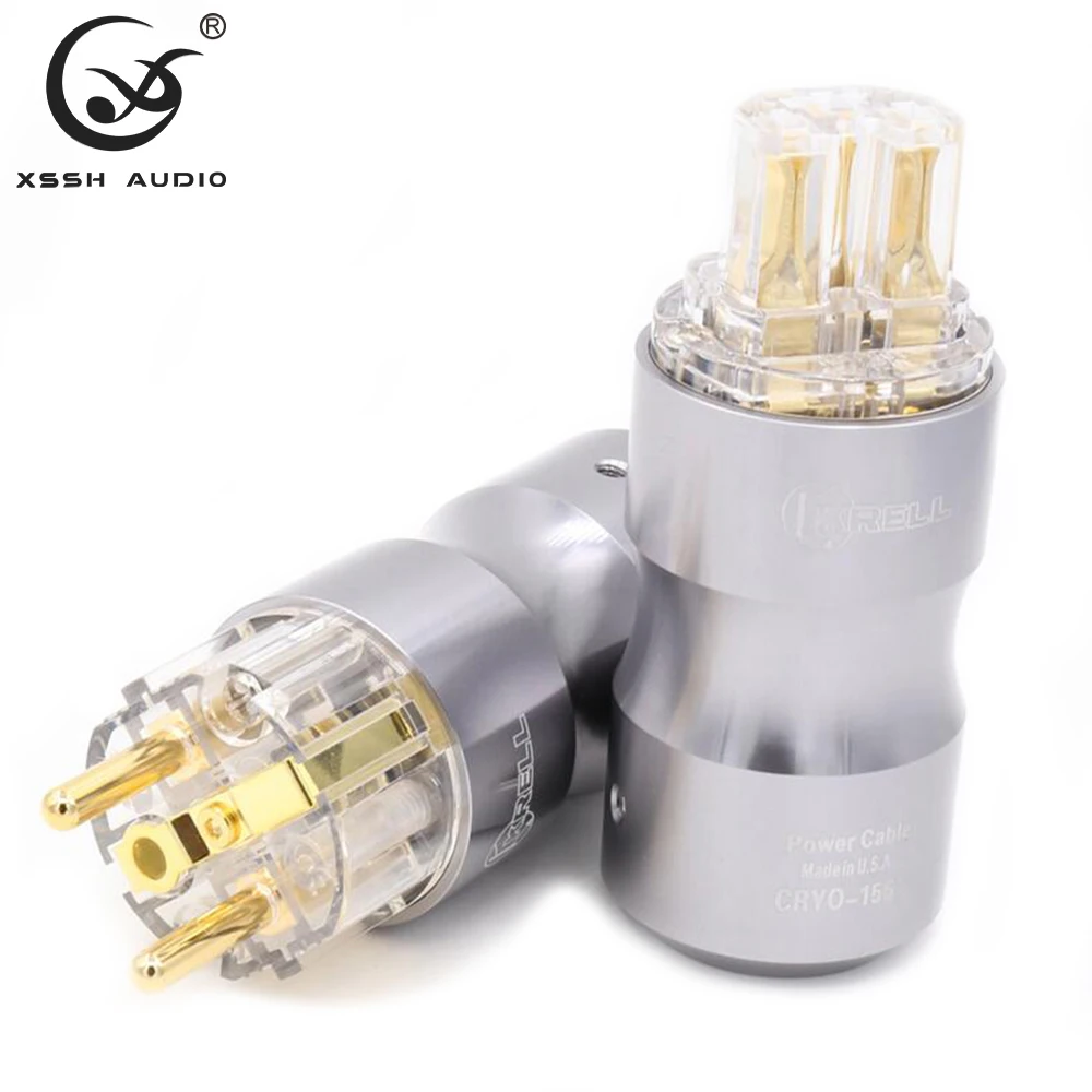 1 Pair YIVO Audio NC-320P 2 Pins AC Power Electrical Jack Hifi Pure Copper Plating Gold or Rhodium Schuko 16A EU Connector Plug