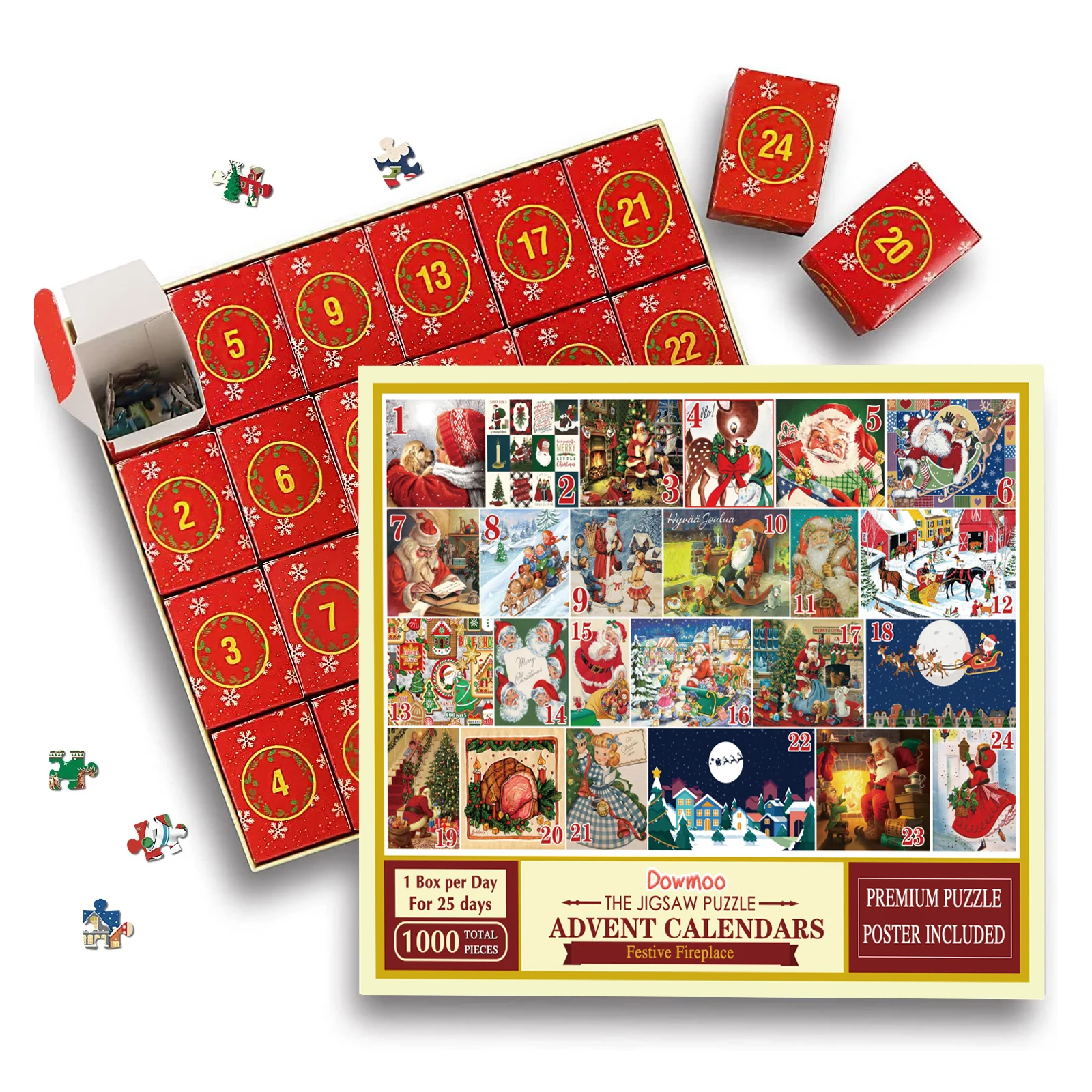 

Dowmoo Christmas Advent Calendar Puzzle Christmas Creative 24 Grid Countdown Calendar Blind Box Puzzle Gift