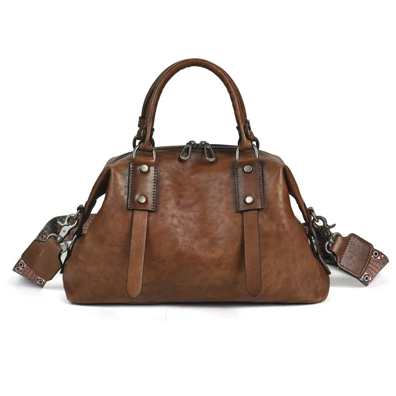 

Nesitu Highend Vintage A4 Coffee Black Brown Red Top Grain Genuine Leather Women Handbag Shoulder Messenger Bag Tote M037