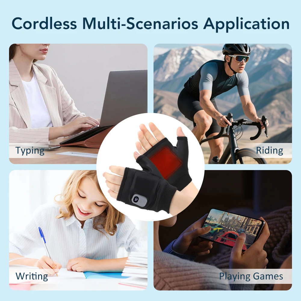 

Unisex Rechargeable Electric Heated Winter Gloves Half Finger Touchscreen Compatible Warm Outdoor Mitten for Hiking And Sports