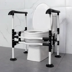 Elderly Toilet Seat with Handrails Punch-Free Safety Bracket  Assisted Getting Up Railings Strong Load Bearing Toilet Armrest