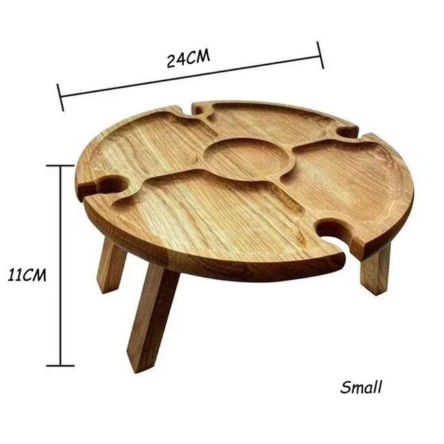 2 In 1 tavolo da vino da esterno In legno tavolo da Picnic pieghevole con supporto In vetro Rack Picnic portatile