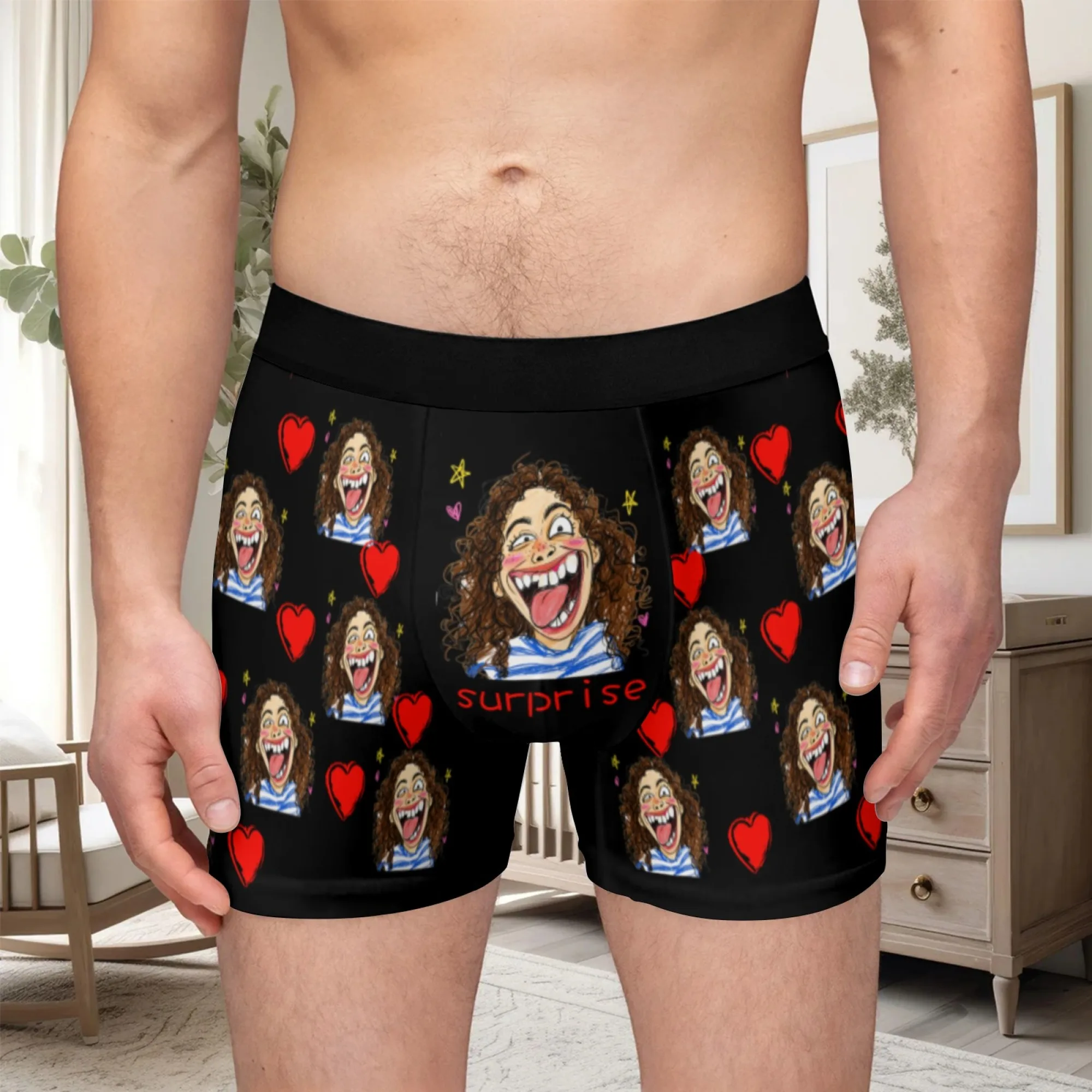Personalized facial photos customized underwear  flat cornered men's Valentine's Day gift for husband  anniversary gift for fath