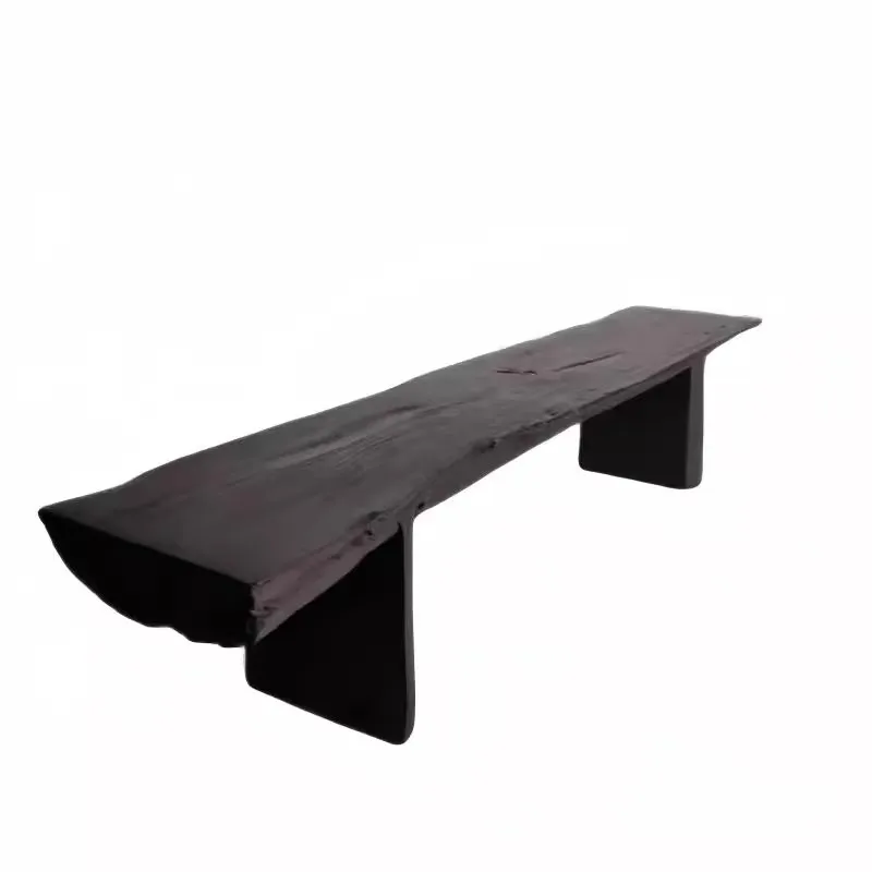 مقعد Wabi Sand Wind المتفحم من الخشب الصلب B & B مقعد ترفيهي من سجل الفندق مقعد طاولة القهوة القديم مقعد إبداعي بجانب السرير #5