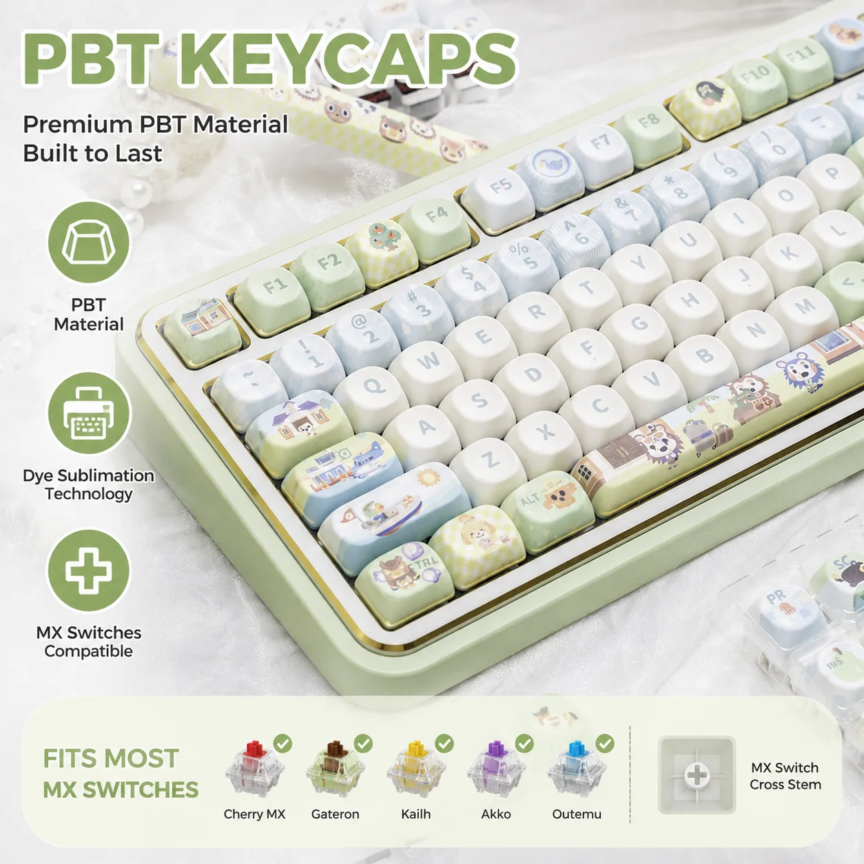 Retro Gaming Keycaps - Urocze nakładki na klawisze ze zwierzętami,