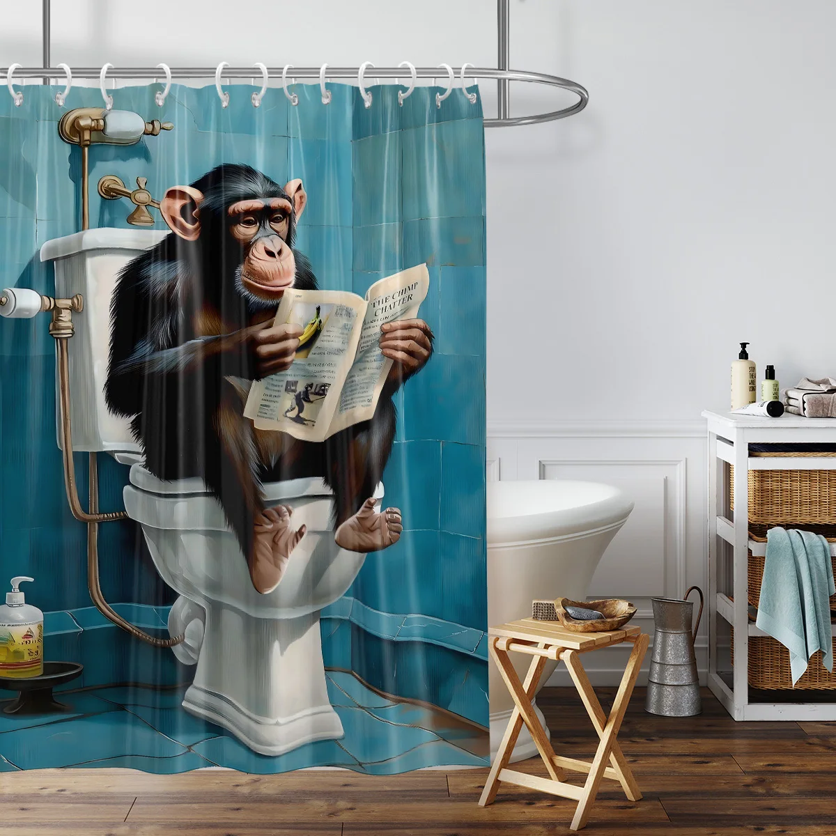 Humorous Monkey Shower Curtain: Embrace the Quirky Design, Soft Fabric, and Fun Vibes for Your Unique Bathroom