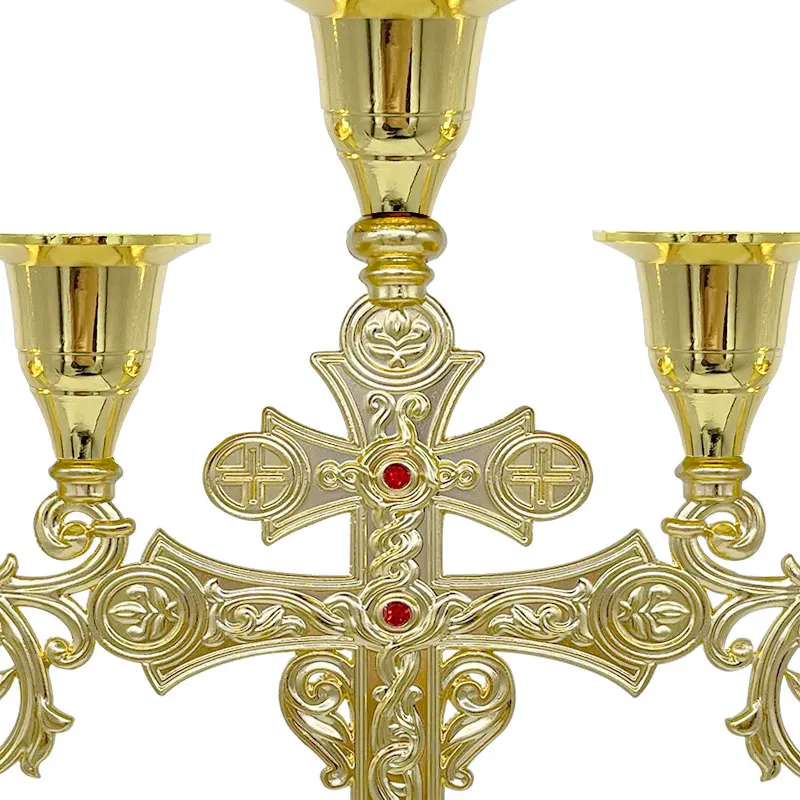 Imagem -03 - Católica Cruz Votiva Castiçal Golden Christian Candlestick Igreja Decoração Suprimentos