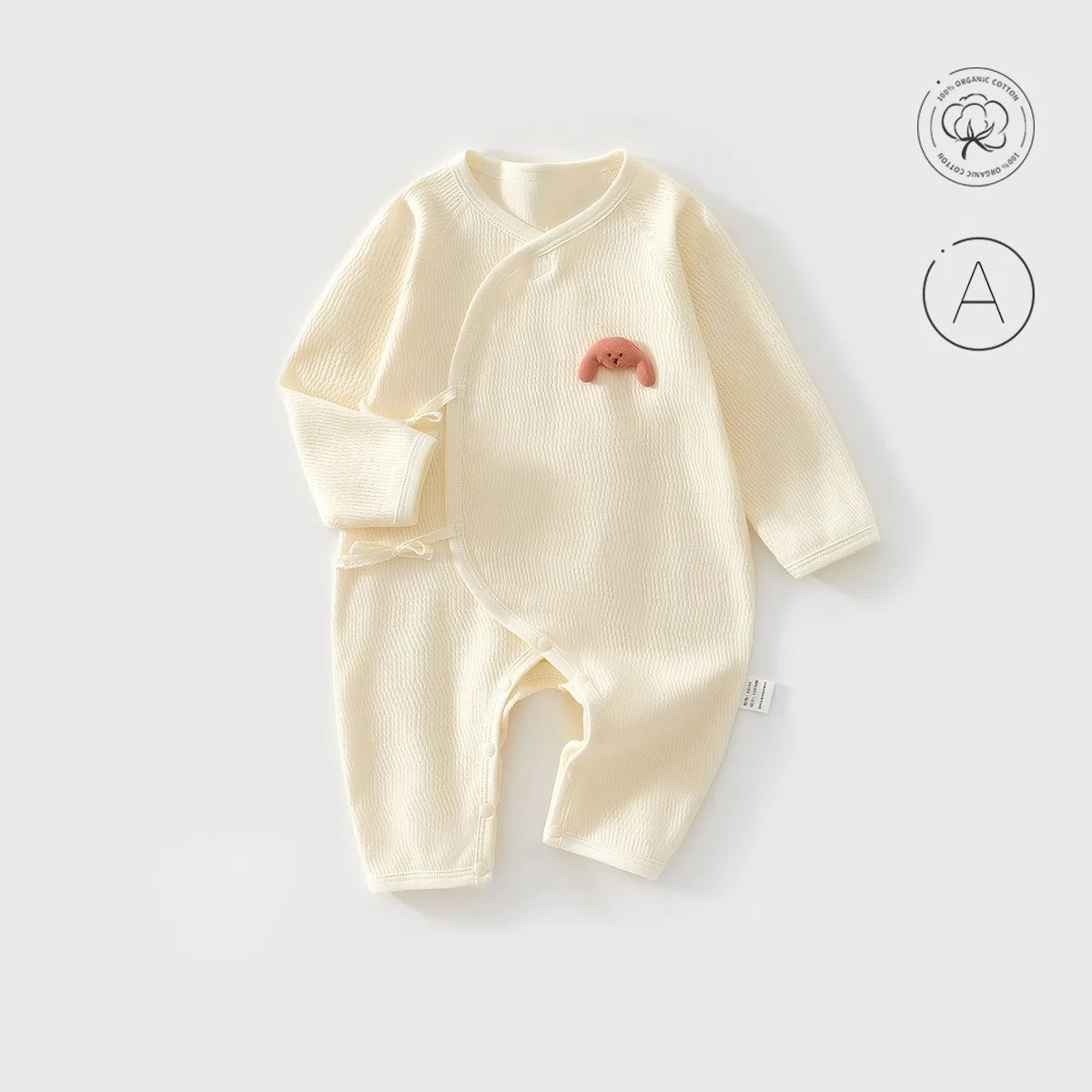 Soft Pure Cotton Newborn Romper Breathable Skin-friendly & Double-layer Belly Protection All Seasons Onesie for Boys Girls 0-6M