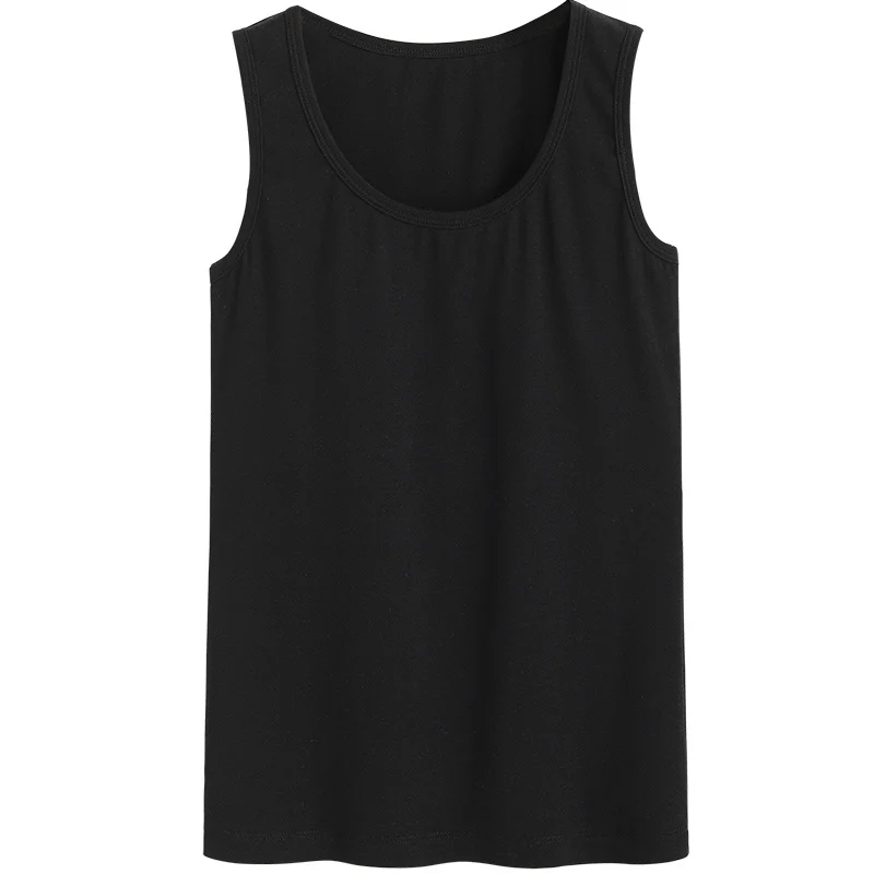 

2023 Summer New Cotton Sleeveless Round Neck Tank Top Solid Color Comfortable Fashion Slim Fit Underlay Women's Shirt