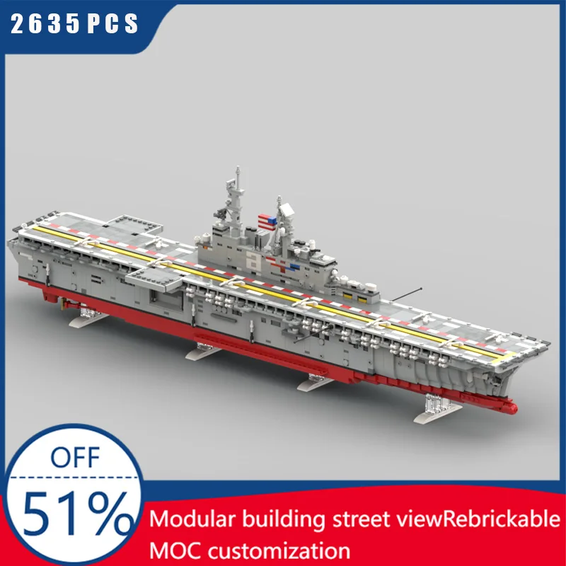 

2635PCS MOC USS America LHA-6 Amphibious Assault Ship Custom Puzzle Model Technical Set DIY Assembly Kids Puzzle Toys Gifts