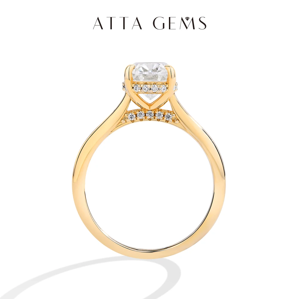 

ATTAGEMS 2.0CT Кольцо с муассанитом для женщин овальной огранки с лабораторным бриллиантом, твердое золото 10 карат, 14 карат, 18 карат, AU750, обручальное ювелирное изделие для невесты, подарок