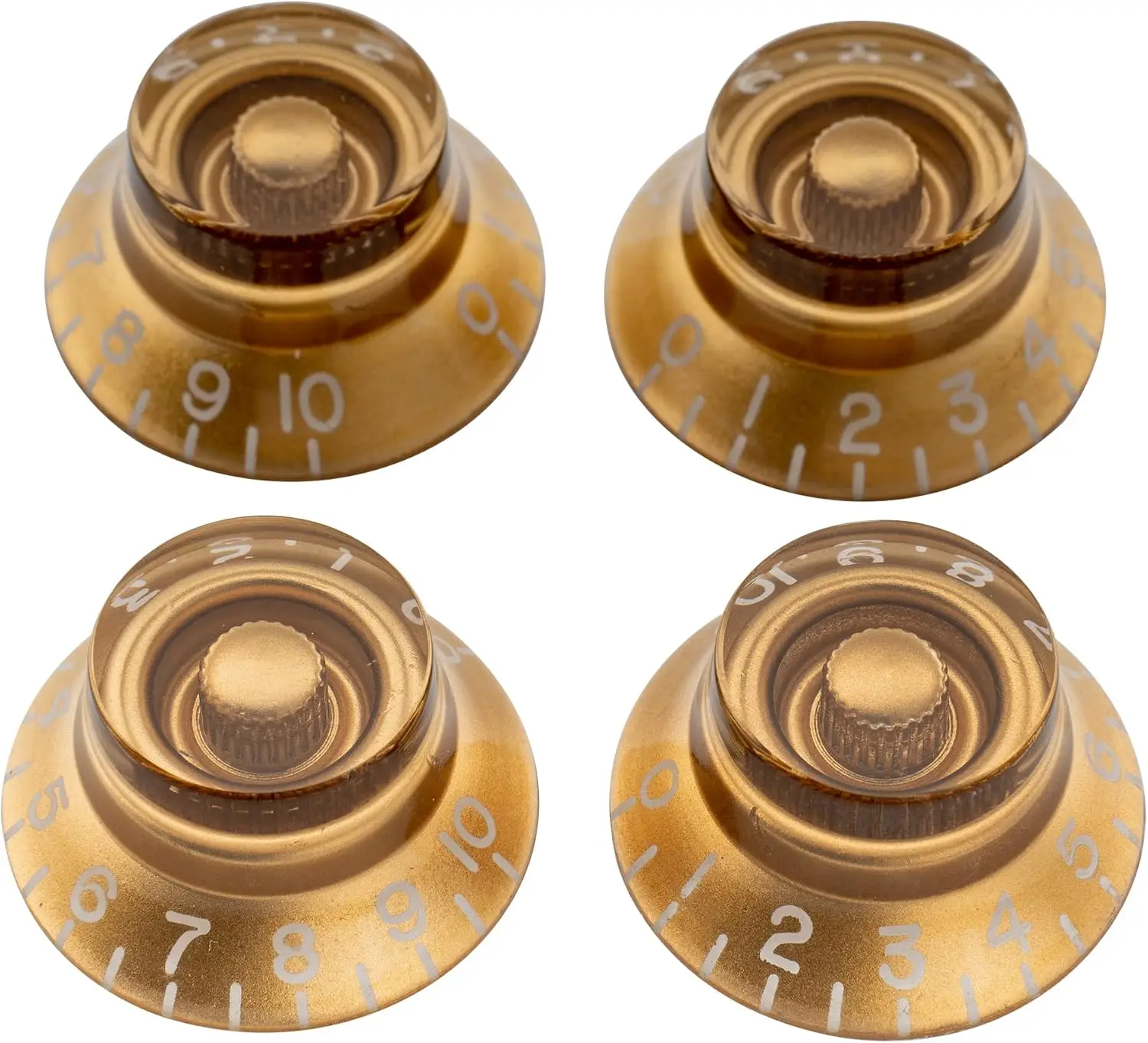 

Pro Inch USA LP Guitar Top Hat Knobs Fine 24-Spline Bell Knobs for USA LP CTS Pots Electric Guitar, Gold