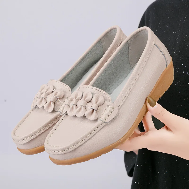 

Women Flats 2022 Single Sneakers Women Shoes Flats Leather Mom Solid Color Casual Loafers Shoes Woman Flat Tenis Feminino Shoes