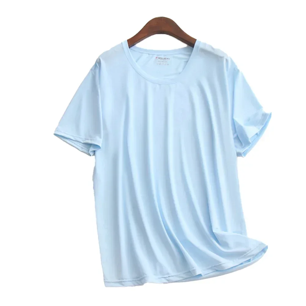 

Everyday Wear Ice Silk Tee Men Ice Silk Undershirts Breathable Material Comfort Stretch Fabric For Casual Wear