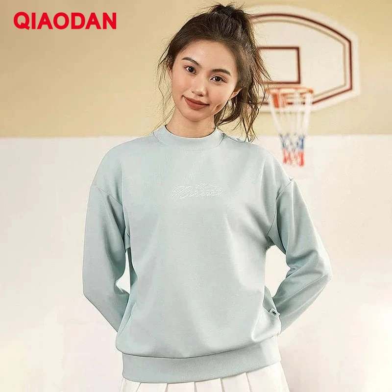 

QIAODAN Women's 2025 Autumn Knitted Sweatshirt Loose Comfortable Breathable Round Neck Female Long Sleeve Sports Top XWD32241937