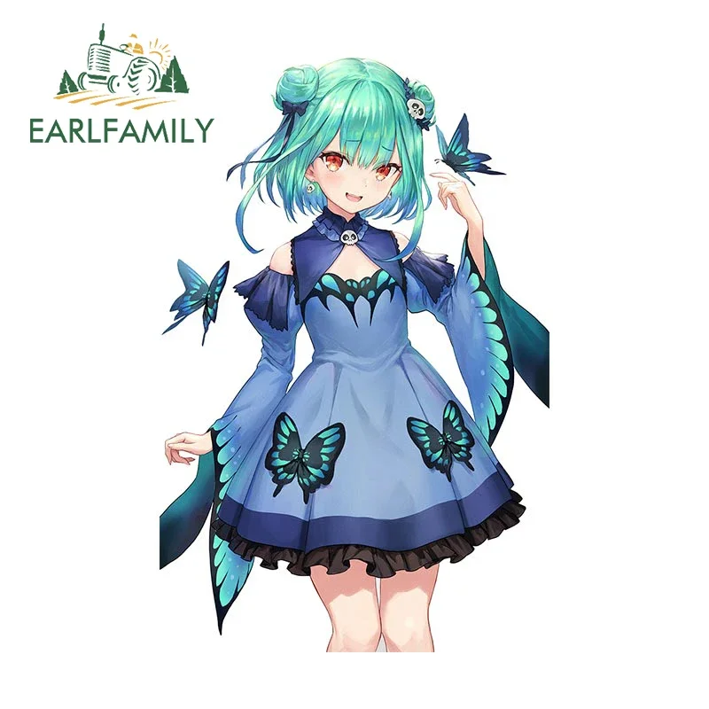 EARLFAMILY Hololive Uruha Rushia سيارة ملصق الفينيل سيارة التفاف ملصق مائي شخصية واقية من الشمس روح الدعابة مرآة الرؤية الخلفية ATV الديكور