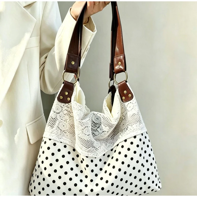 Böhmische Umhängetasche, Mori Girl Fairycore Damen Ditsy Floral Patchwork Handtasche mit Spitzenbesatz, Vintage Reise-Pendler-Einkaufstasche – Detail 31
