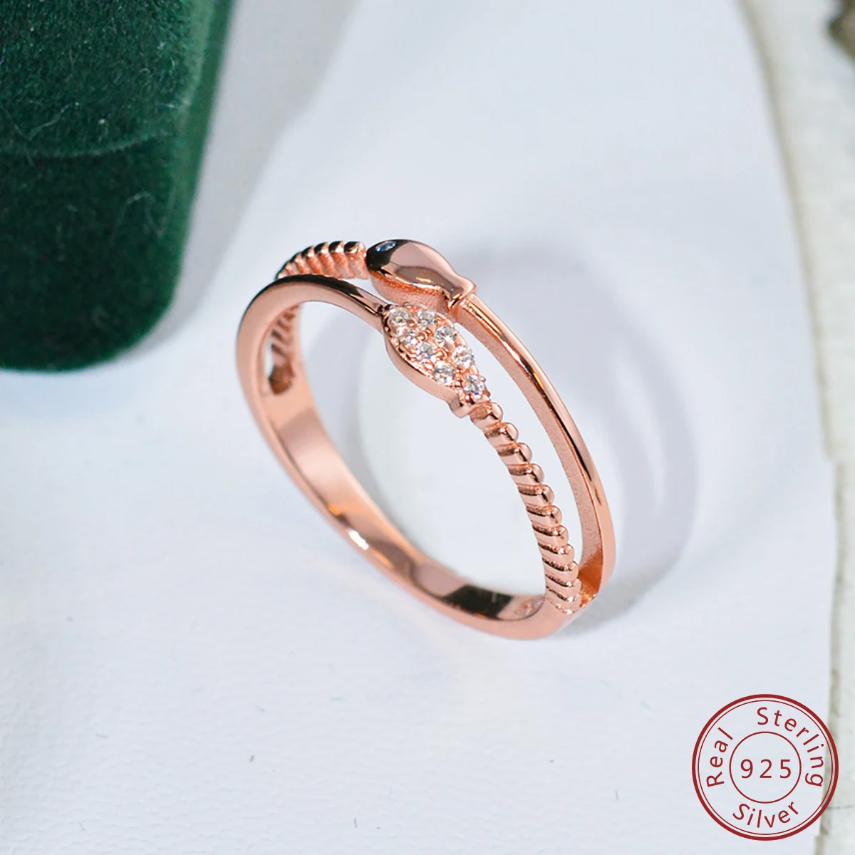 2024 Original Hot Selling Pisces Rose Gold Blue Crystal Ring for Women's Fashion Luxury Versatile 100% 925 Sterling Silver Ring