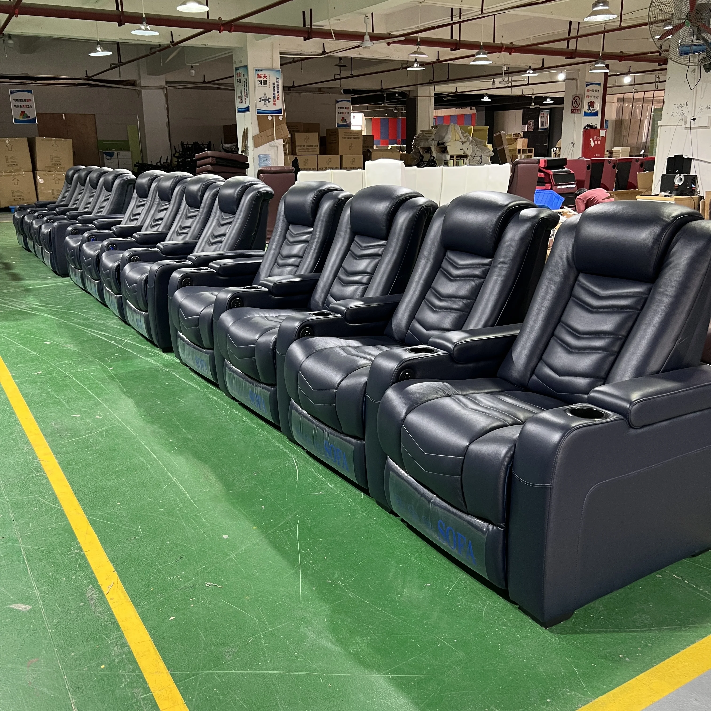 Red leather theater furniture new single cinema seat home video room seating private theatre chairs with power headrest and cup