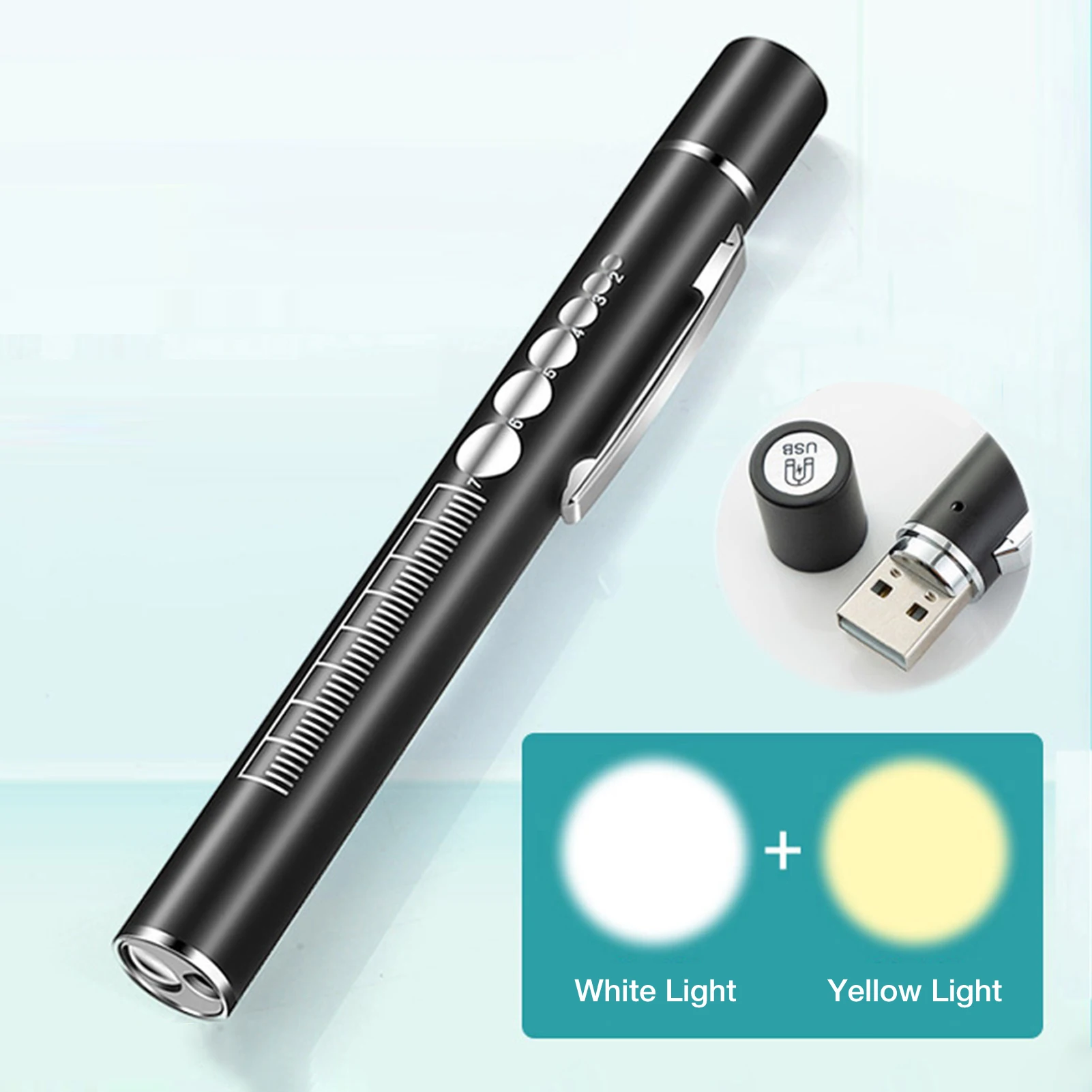 Medical Flashlight Lanterna With Pupil Gauge LED Pen Light Torch Lamp Outdoor Camping Work Light For Doctor Nurse Diagnostic