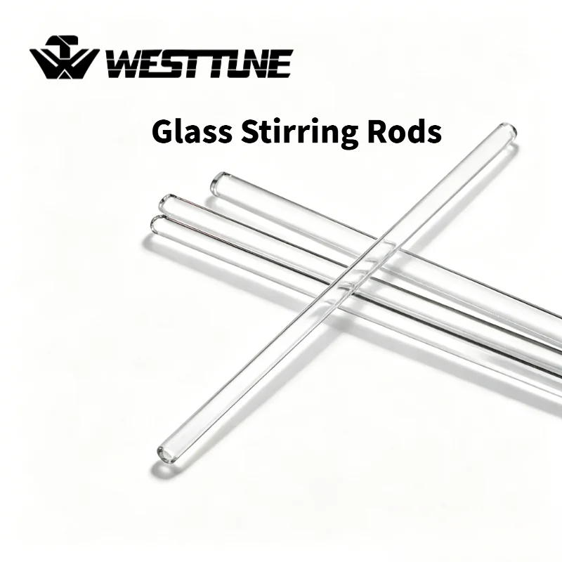 WESTTUNE 10 pezzi di bacchette per agitazione in vetro da laboratorio con entrambe le estremità arrotondate, lunghezza 200/250/300 mm, agitatori in bo