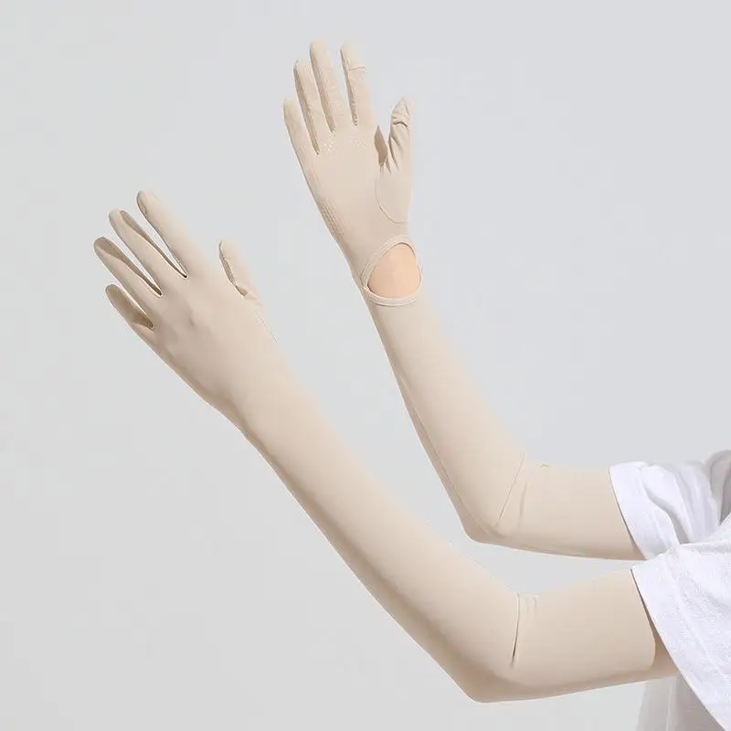 目に見えない肌色のアイススリーブシルクワンピース女性用ロンググローブ日焼け止めユースサマーファッションアクセサリー