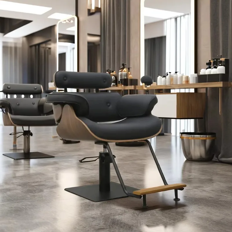 Adjustable Height Barbershop Chair Durable Chrome Base Hydraulic Pump Shampoo Chair