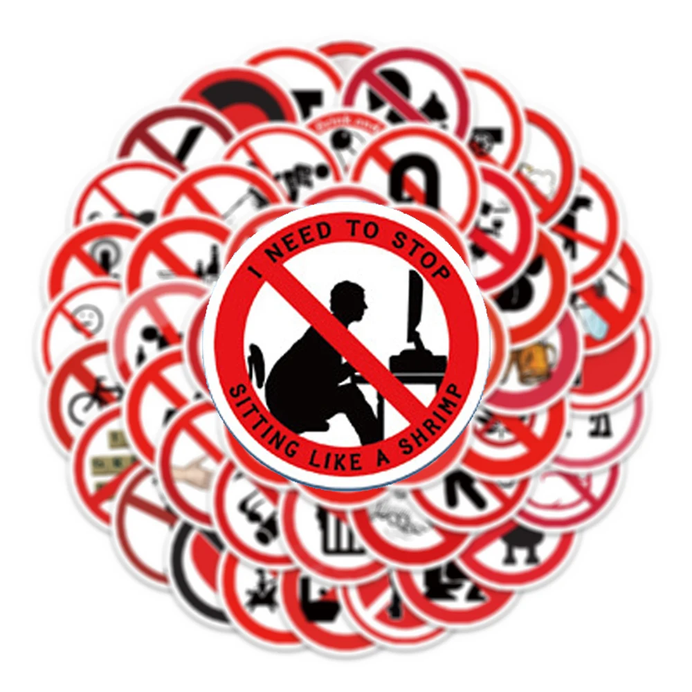 10/30/60 Buah Stiker Tanda Peringatan Lucu Kreatif Kartun Tahan Air Grafiti DIY Notebook Laptop Ponsel Stiker Keren Mainan Klasik