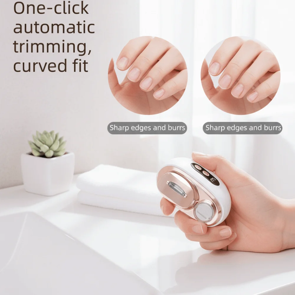 Rechargeable Electric Nail Clippers Anti-Splash with LED Electric Nail Trimmer Multifunctional Low Noise Automatic Nail Polisher